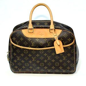 Louis Vuitton Monogram Deauville Brown Coated Canvas Handbag With Leather Trim &